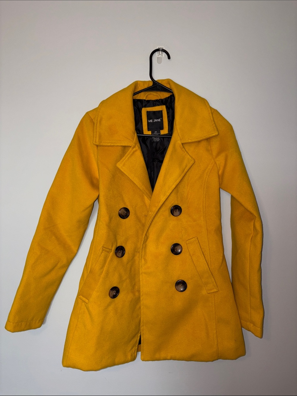 Me Jane Yellow Double-Breasted Peacoat X-Small